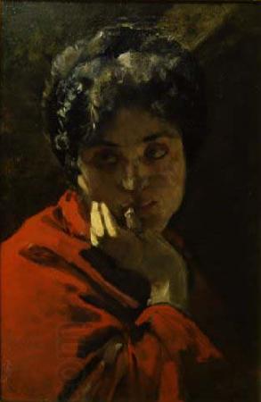 Domenico Morelli Ritratto di donna in rosso China oil painting art